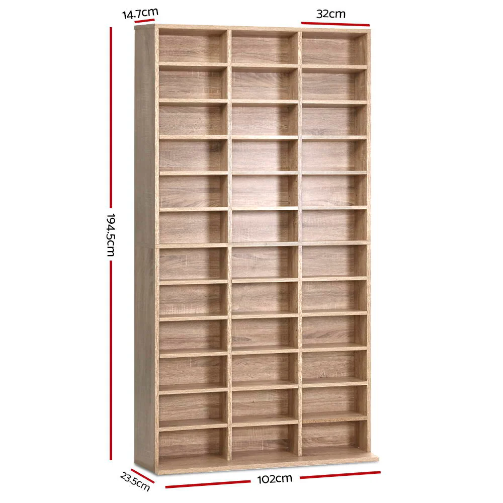 Artiss Bookshelf CD Storage Rack - BERT Oak - Image 3