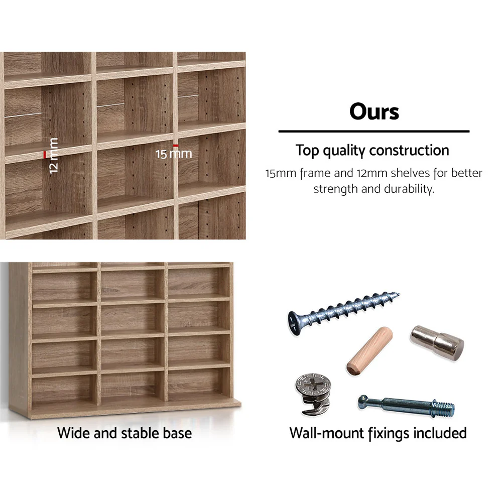 Artiss Bookshelf CD Storage Rack - BERT Oak - Image 7