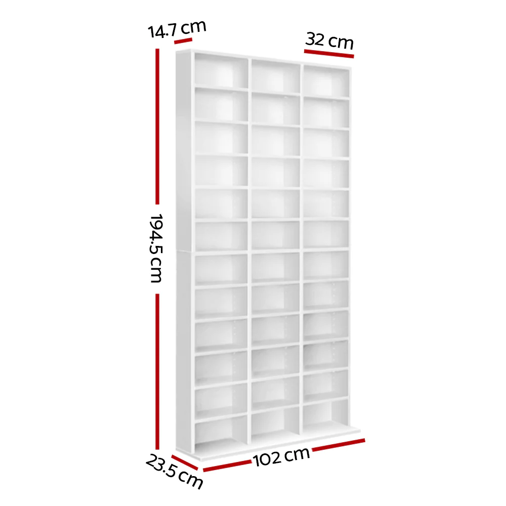 Artiss Bookshelf CD Storage Rack - BERT White - Image 3