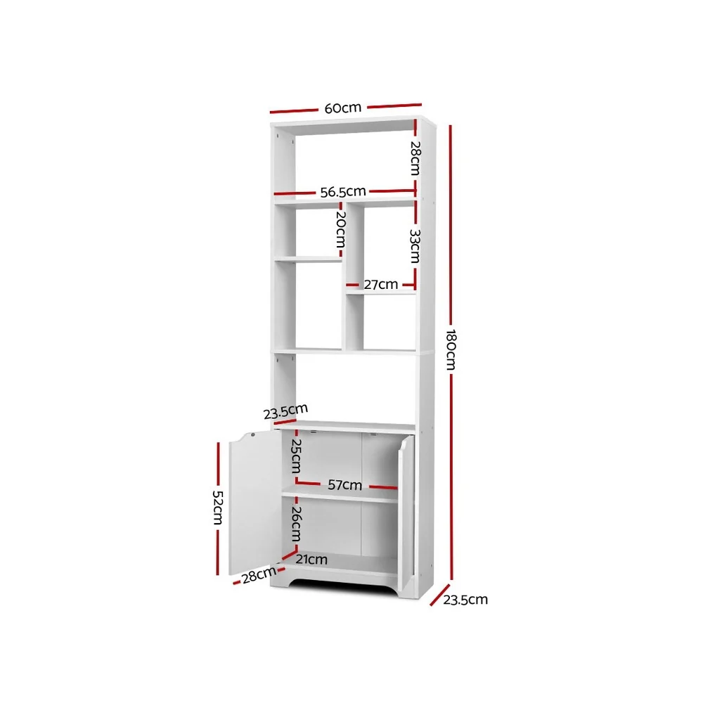 Artiss Bookshelf with Cabinet - GINA White - Image 3