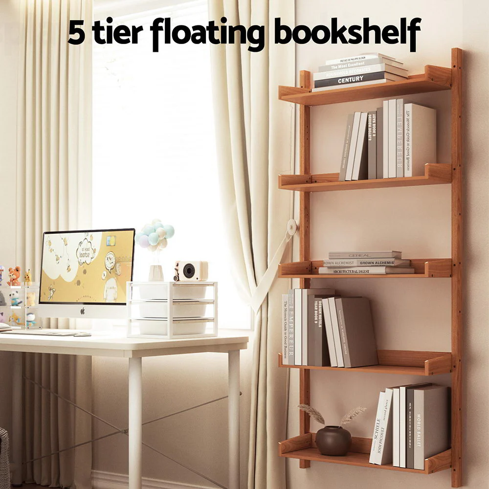 Artiss Bookshelf Floating Shelf  CAPIZ Oak - Image 4
