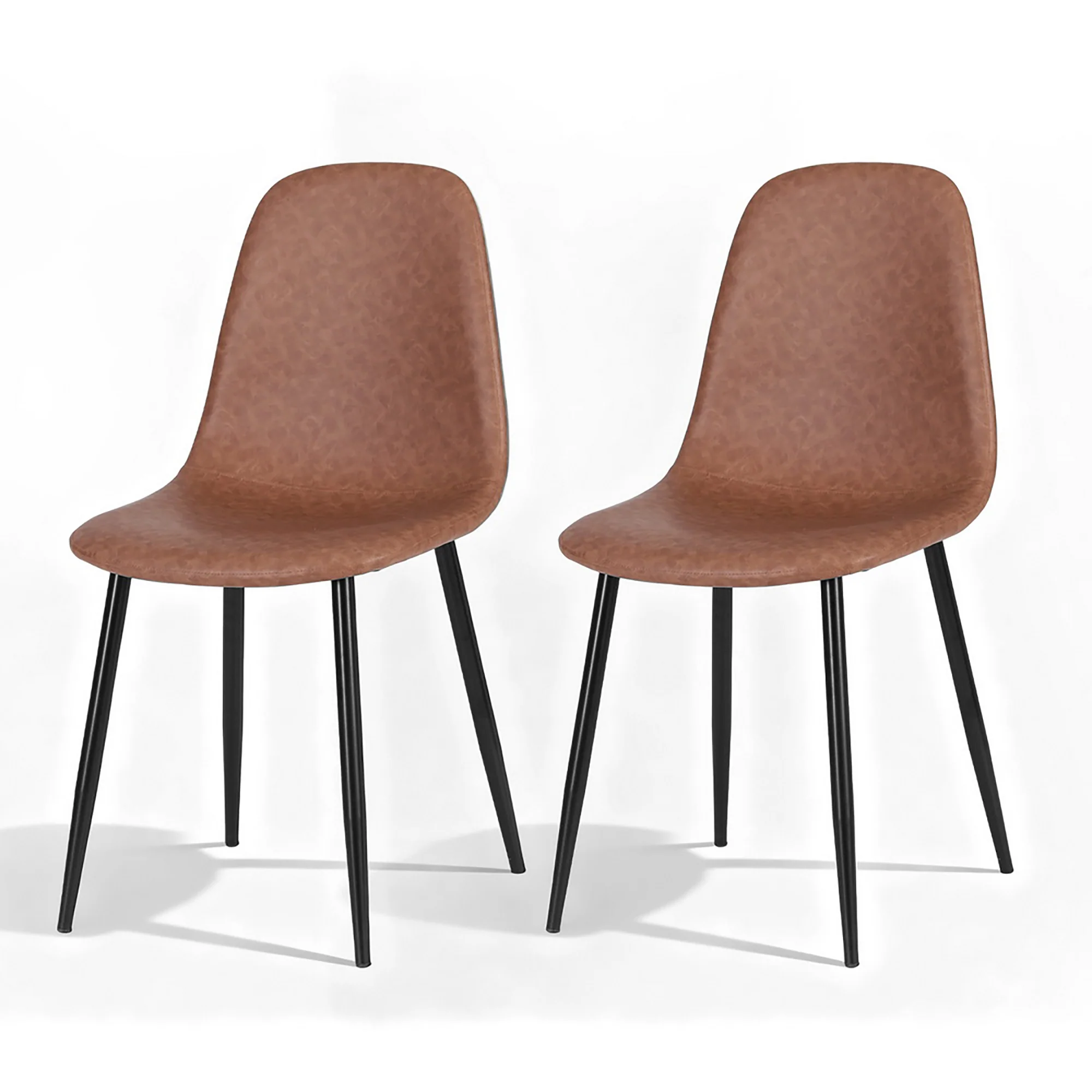 Artiss Brown Dining Chairs Set of 2 - Retro PU Leather with Metal Legs for Kitchen, Cafe & Home Offices