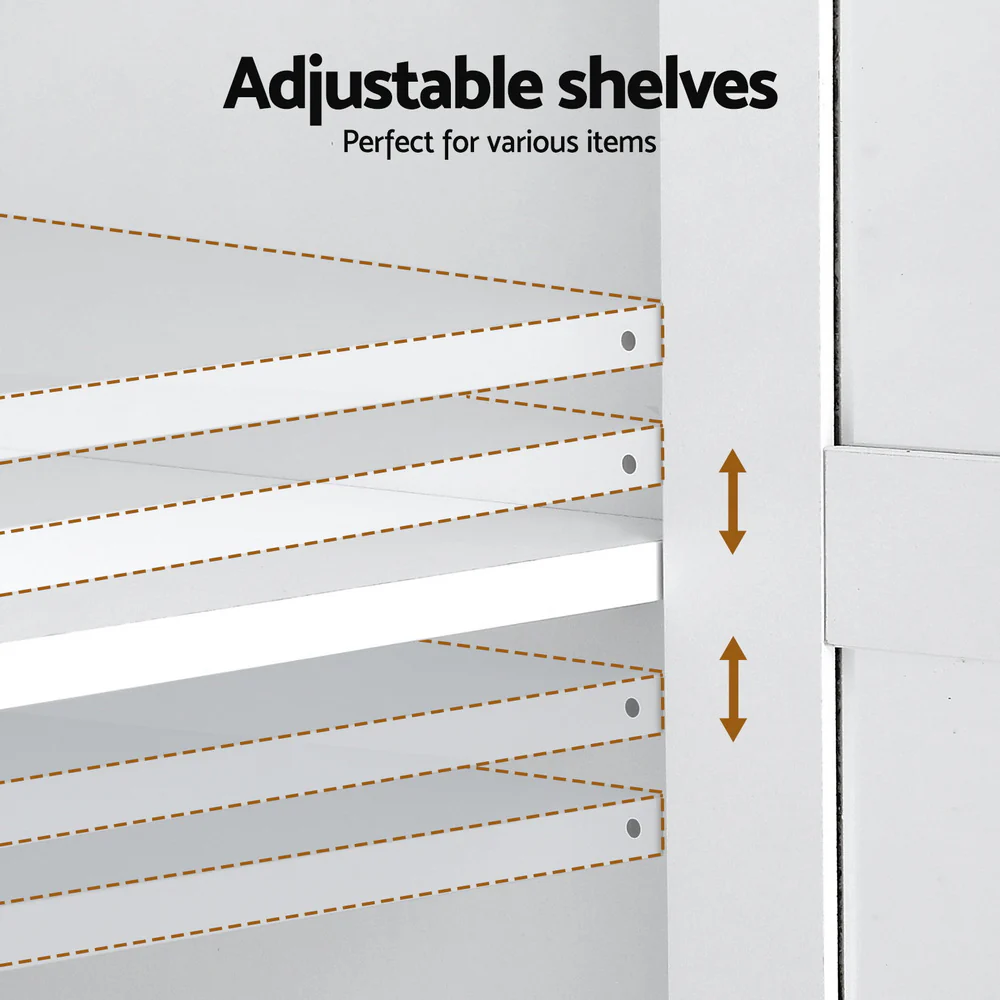 Artiss Buffet Sideboard 180cm Hutch Storage Cabinet Kitchen Drawer Door White - Image 6