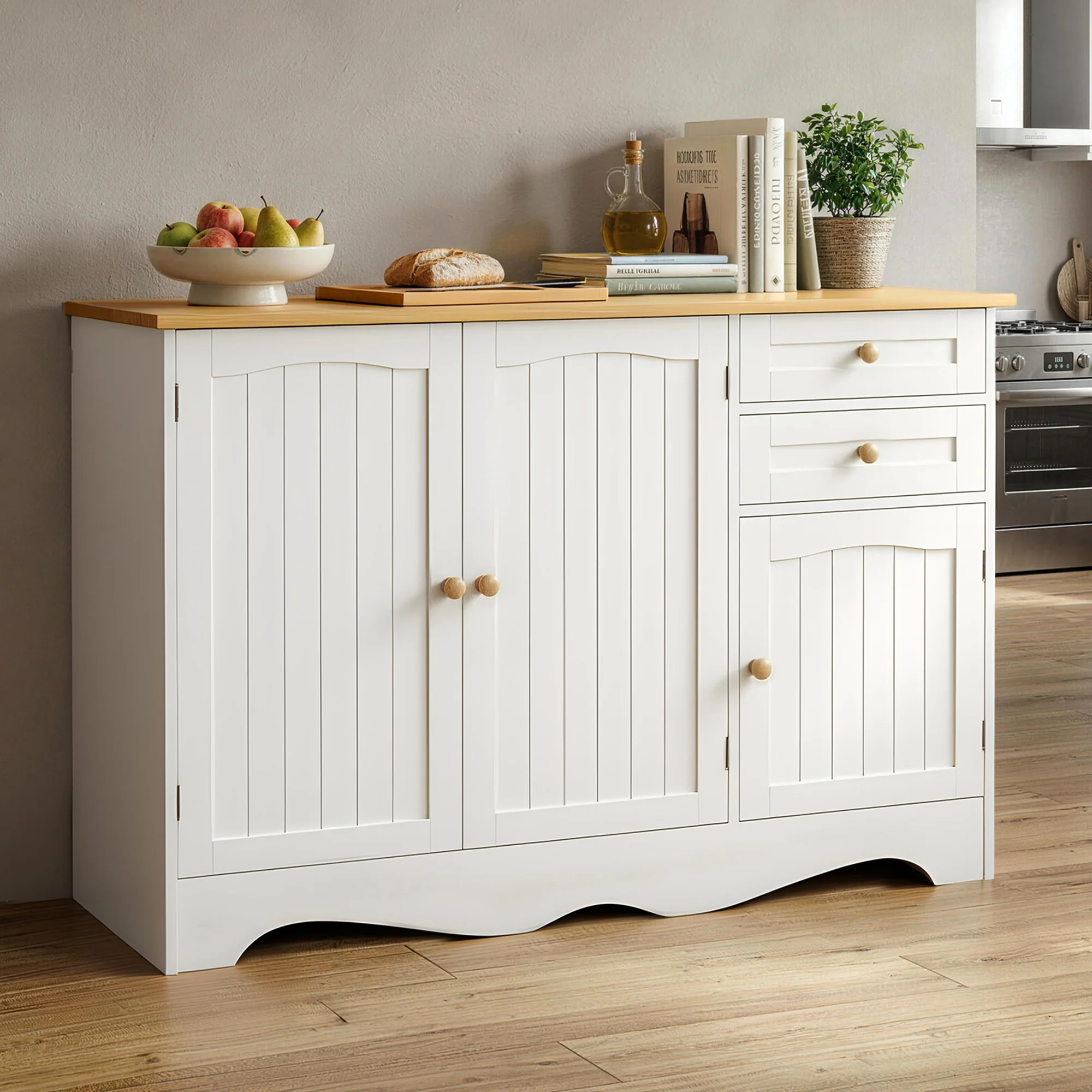 Artiss Buffet Sideboard 3 Doors - BERNE White