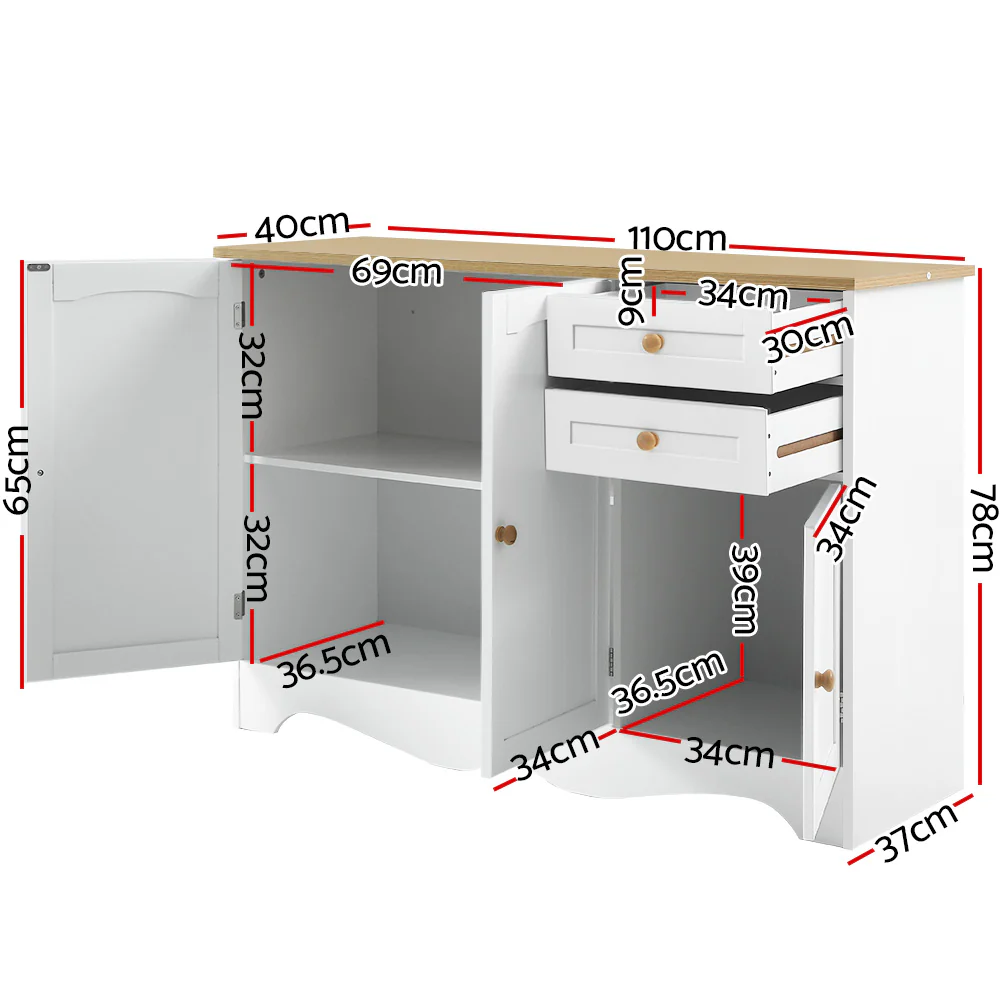 Artiss Buffet Sideboard 3 Doors - BERNE White - Image 3