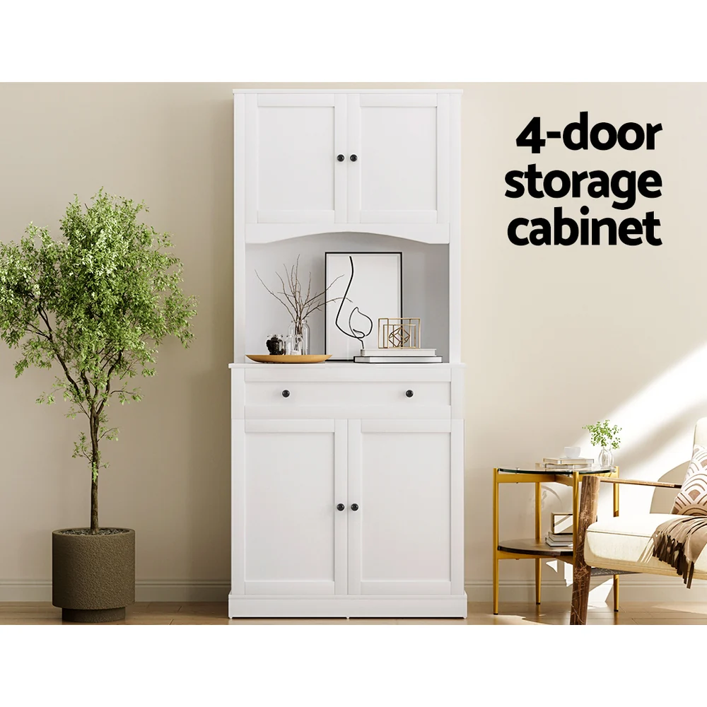 Artiss Buffet Sideboard Cabinet Cupboard Pantry Storage Shelves Hutch White - Image 5