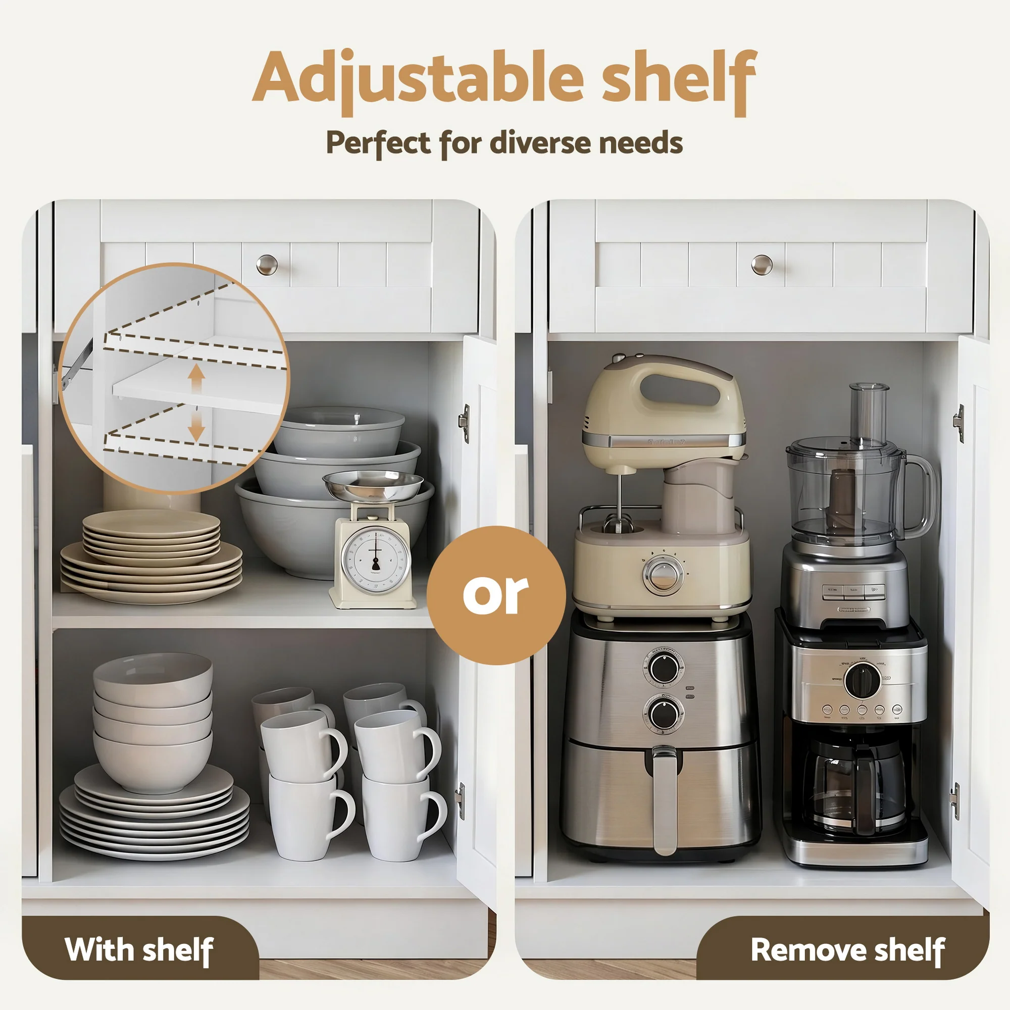 Artiss Buffet Sideboard Cabinet Kitchen Tilt Out Bin Holder Storage Cupboard - Image 7