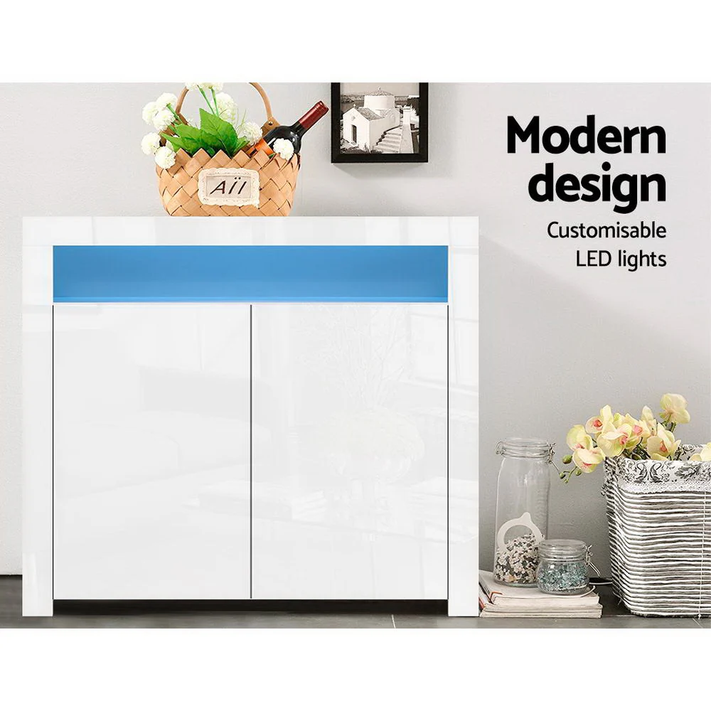 Artiss Buffet Sideboard LED - ARNO White - Image 3