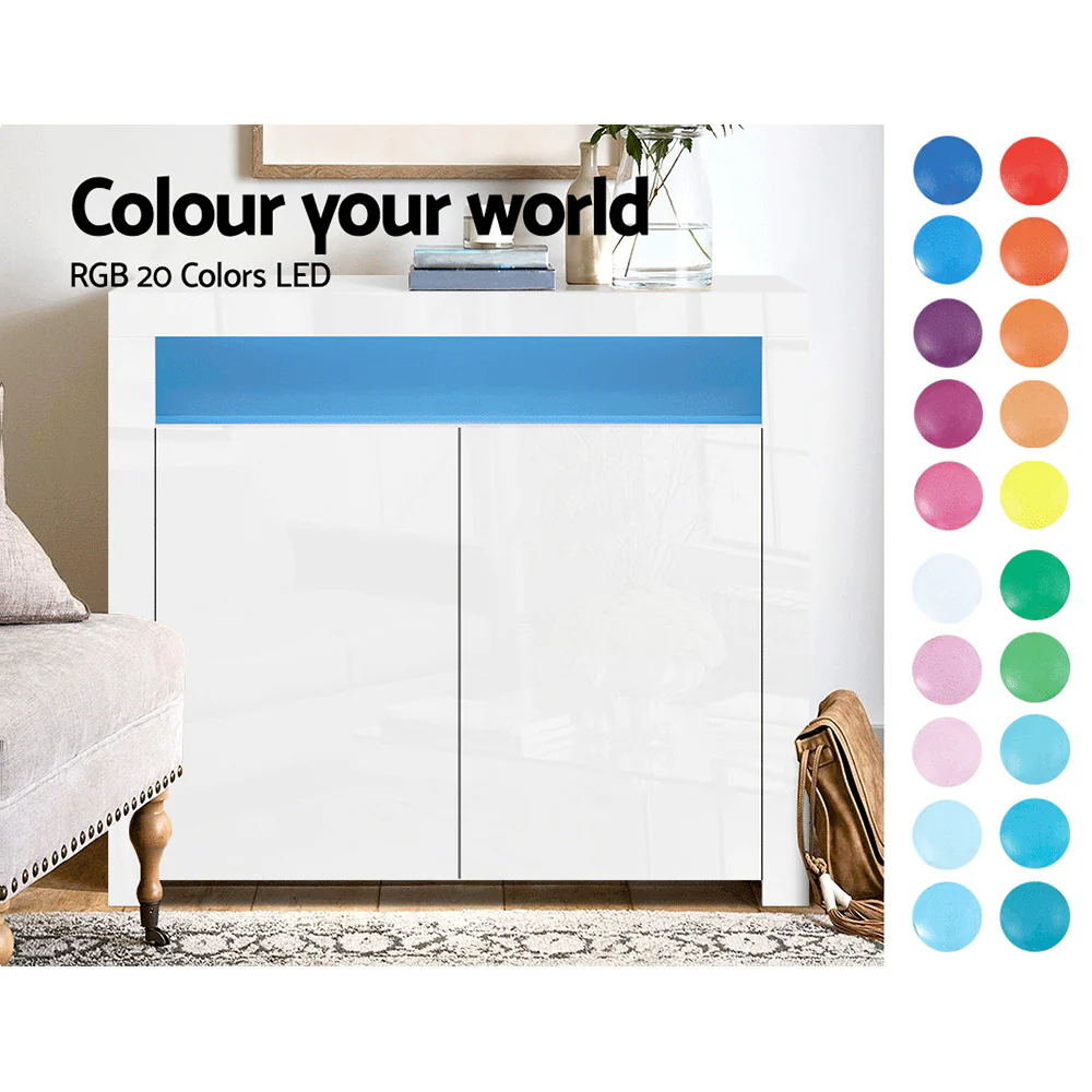 Artiss Buffet Sideboard LED - ARNO White - Image 4