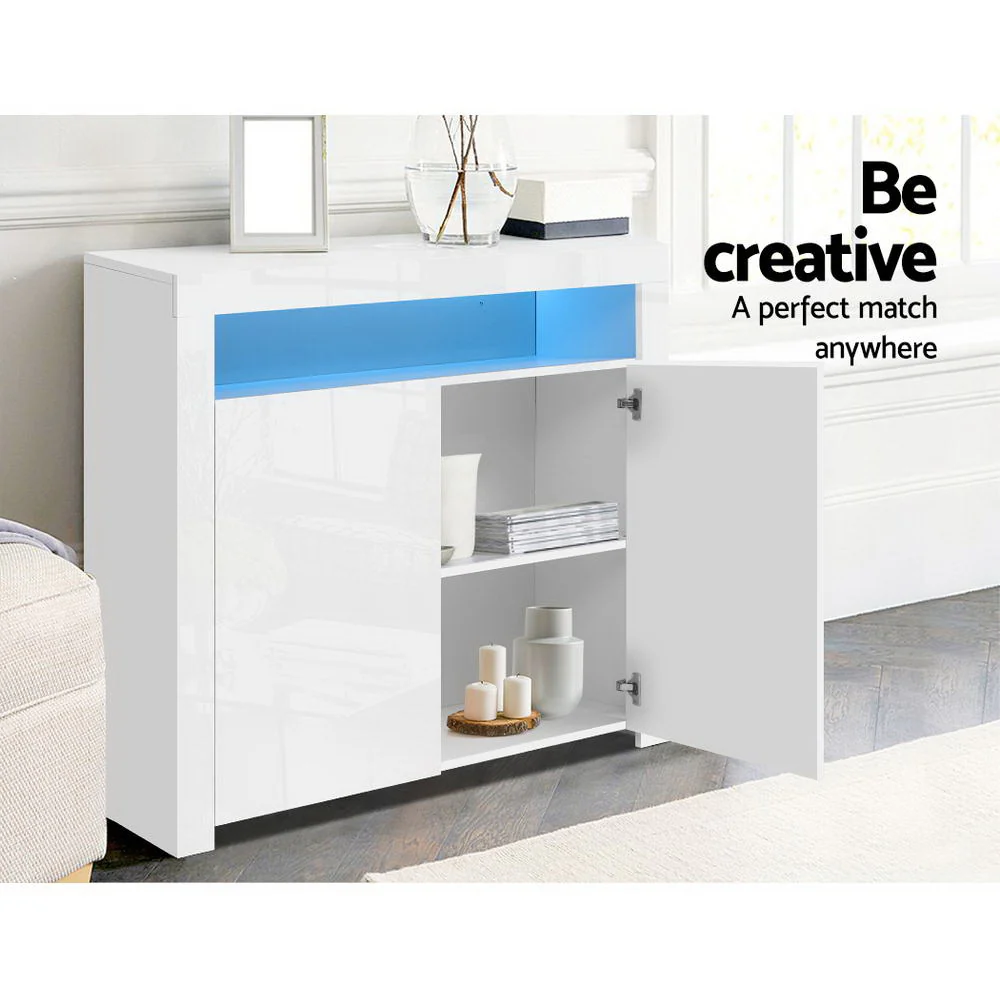 Artiss Buffet Sideboard LED - ARNO White - Image 6