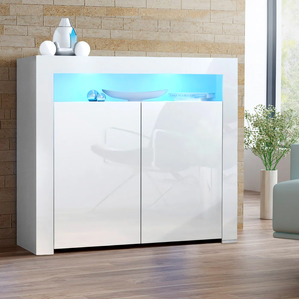 Artiss Buffet Sideboard LED - ARNO White - Image 7