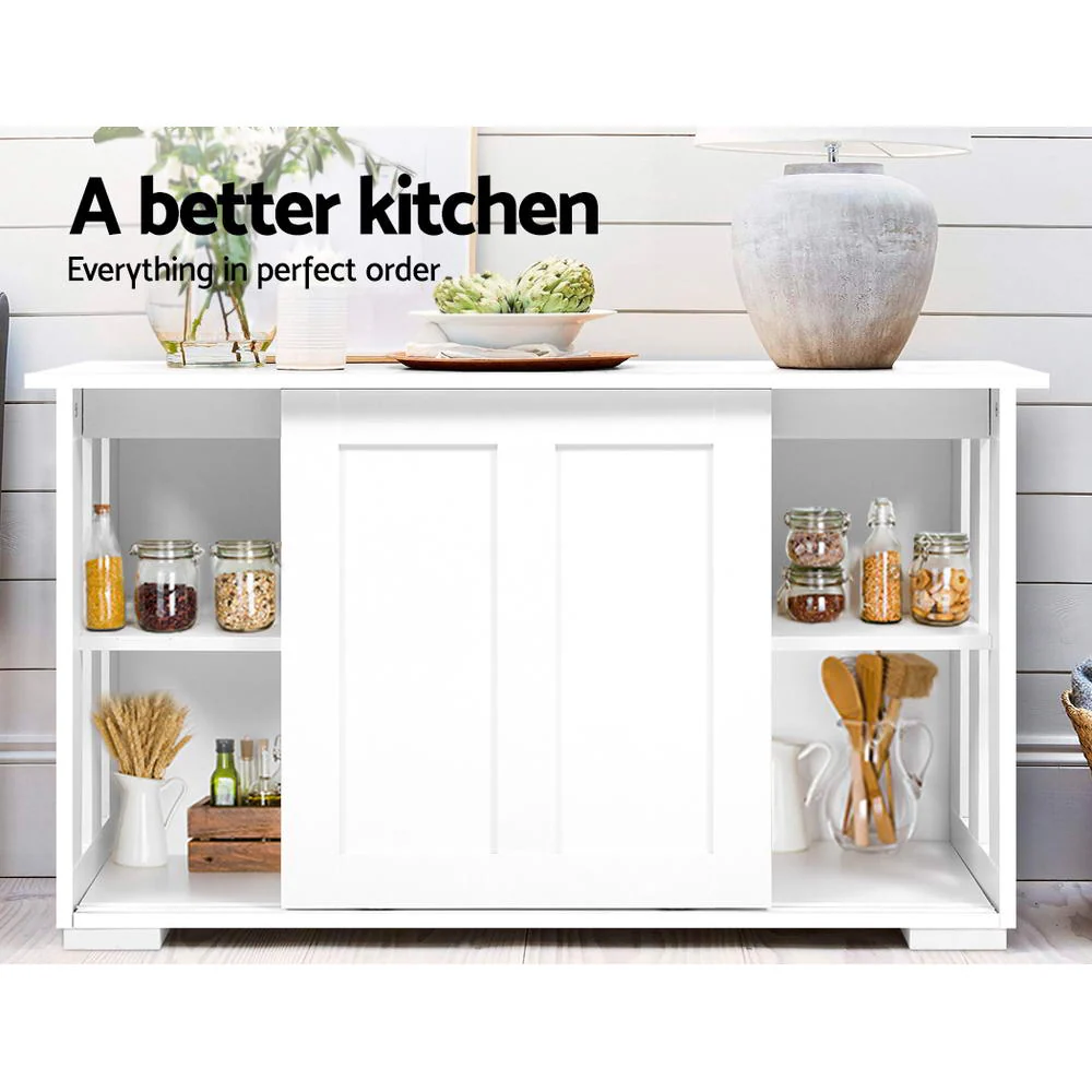 Artiss Buffet Sideboard Sliding Doors - SERA White - Image 4