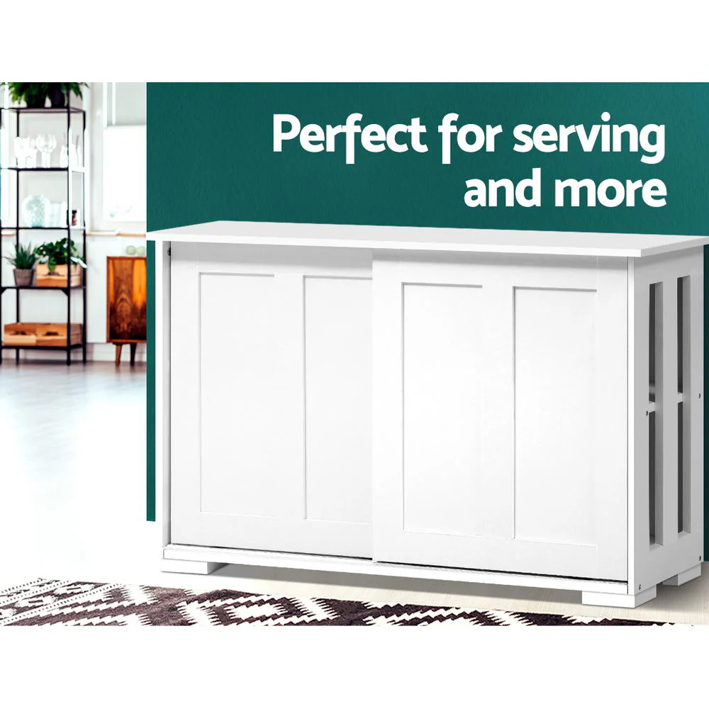 Artiss Buffet Sideboard Sliding Doors - SERA White - Image 5