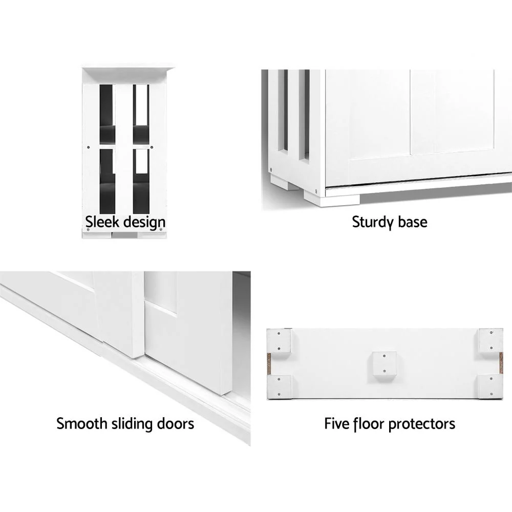 Artiss Buffet Sideboard Sliding Doors - SERA White - Image 6