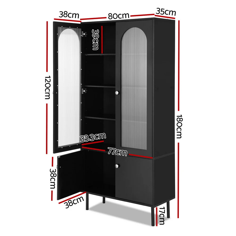 Artiss Buffet Sideboard Cupboard Cabinet Black - Image 3