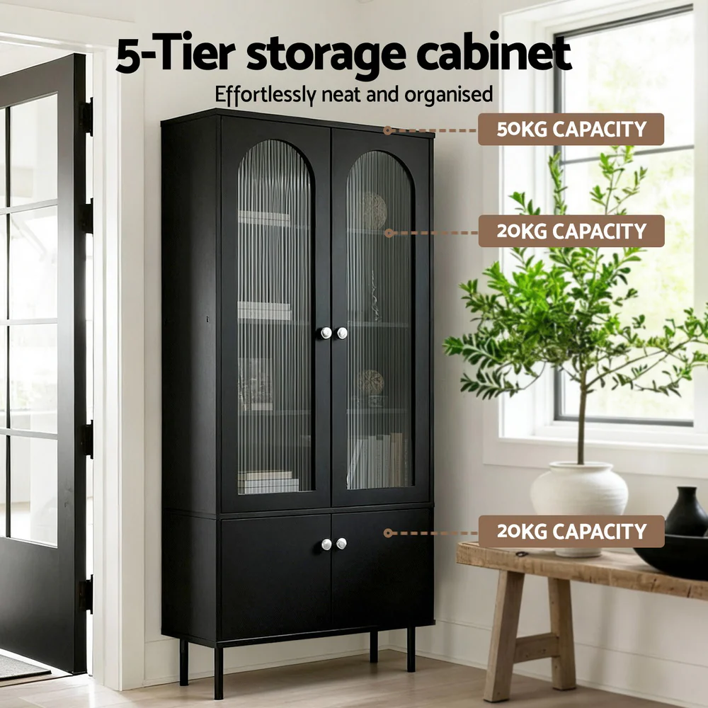 Artiss Buffet Sideboard Cupboard Cabinet Black - Image 5