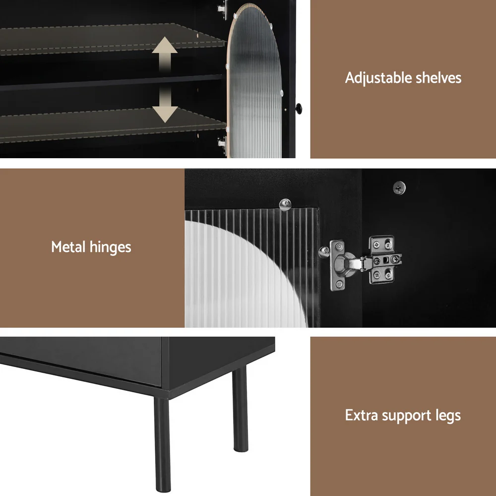 Artiss Buffet Sideboard Cupboard Cabinet Black - Image 7