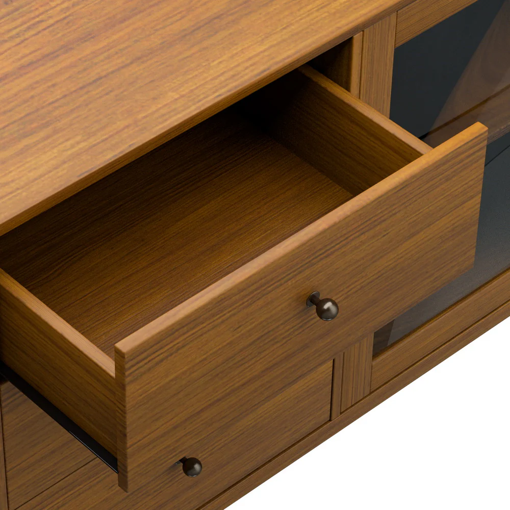 Artiss Buffet Sideboard Glass Doors - Oak - Image 3