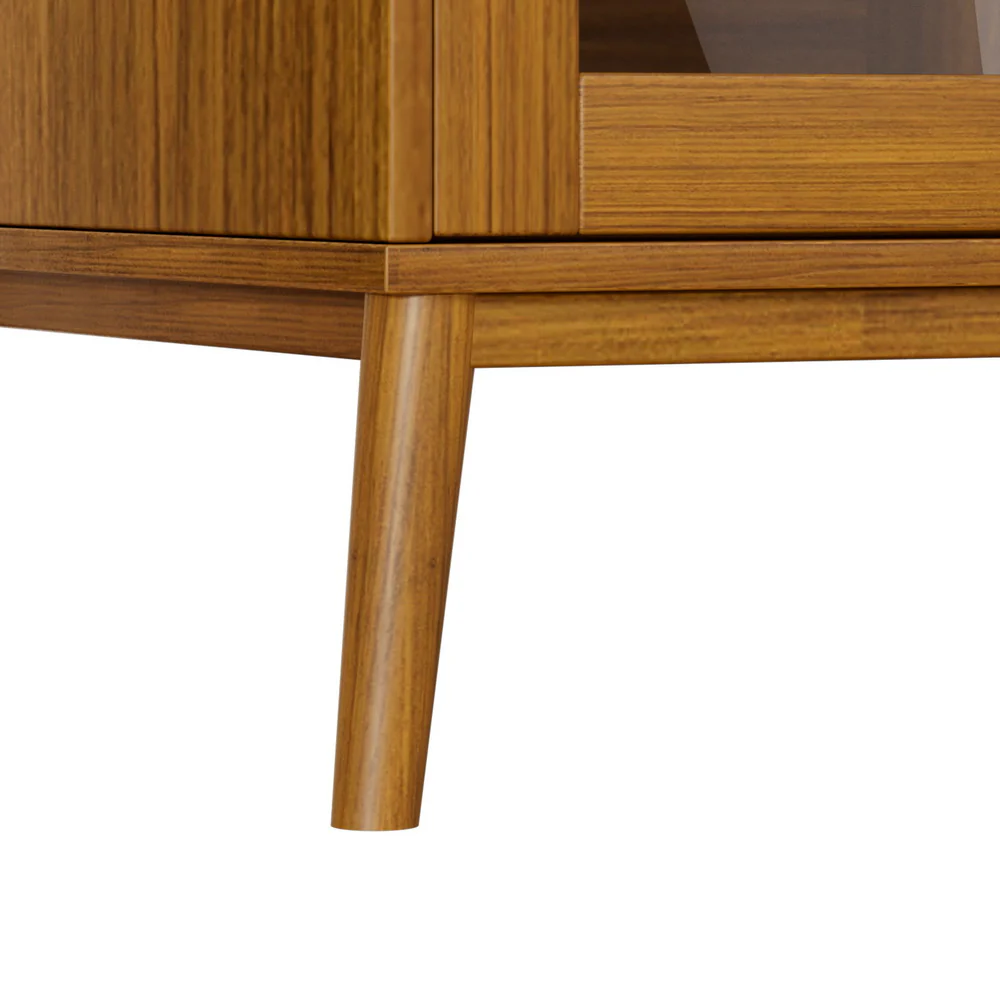 Artiss Buffet Sideboard Glass Doors - Oak - Image 4