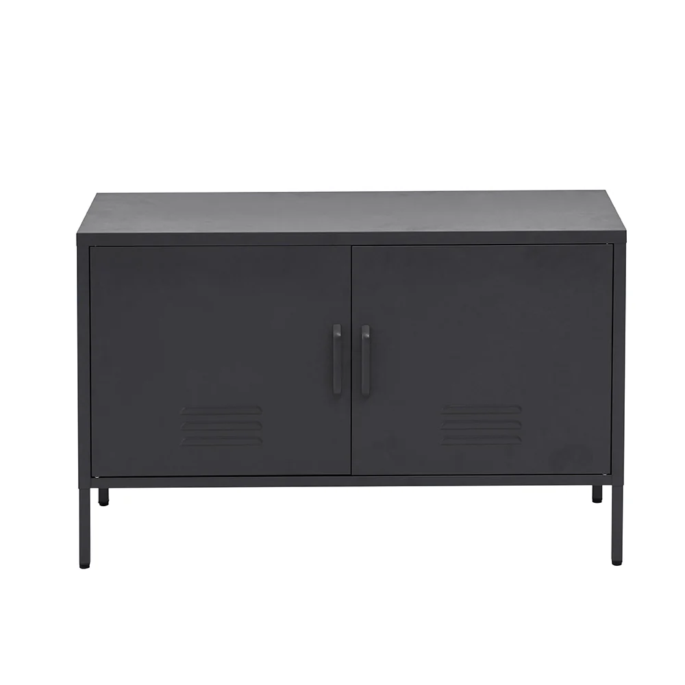 Artiss Buffet Sideboard Metal Cabinet - BASE Charcoal - Image 2