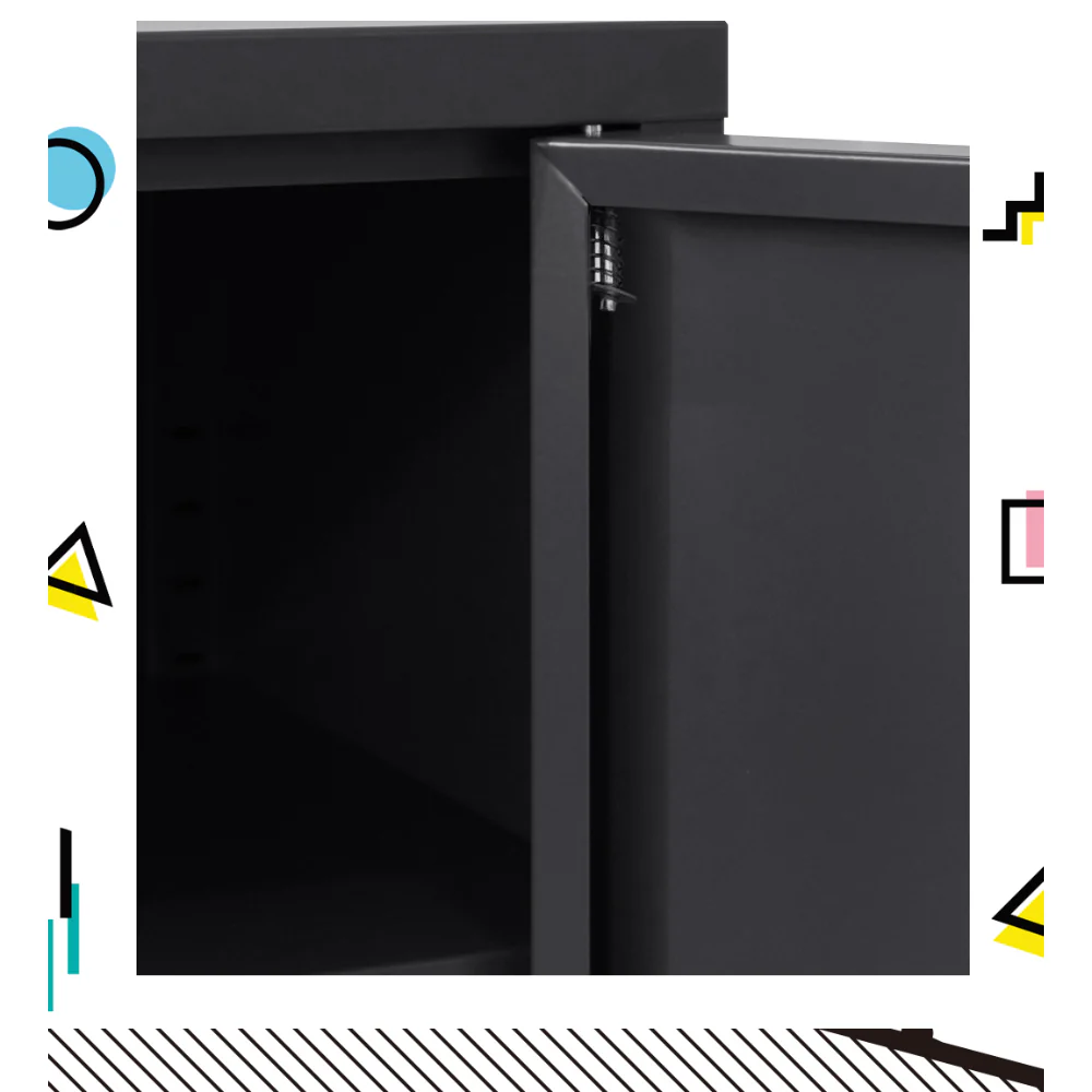 Artiss Buffet Sideboard Metal Cabinet - BASE Charcoal - Image 6