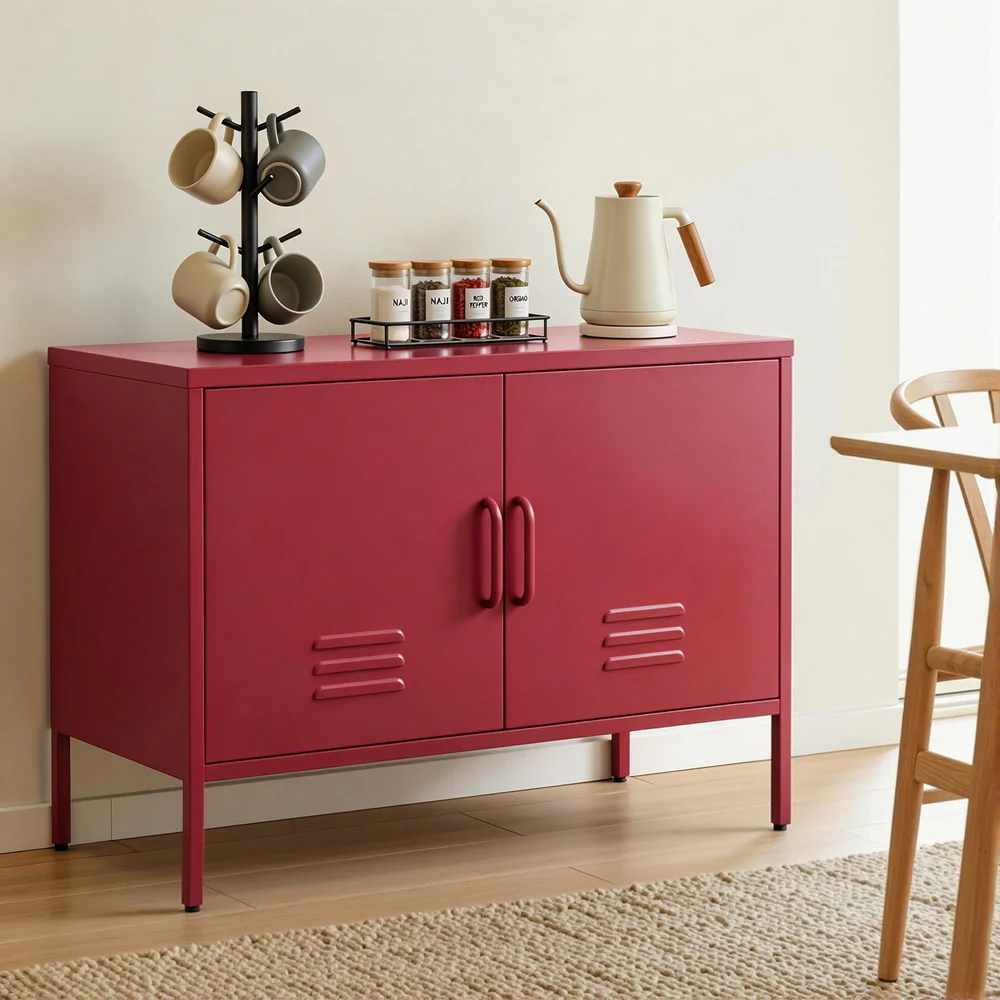 Artiss Buffet Sideboard Metal Cabinet - BASE Pink