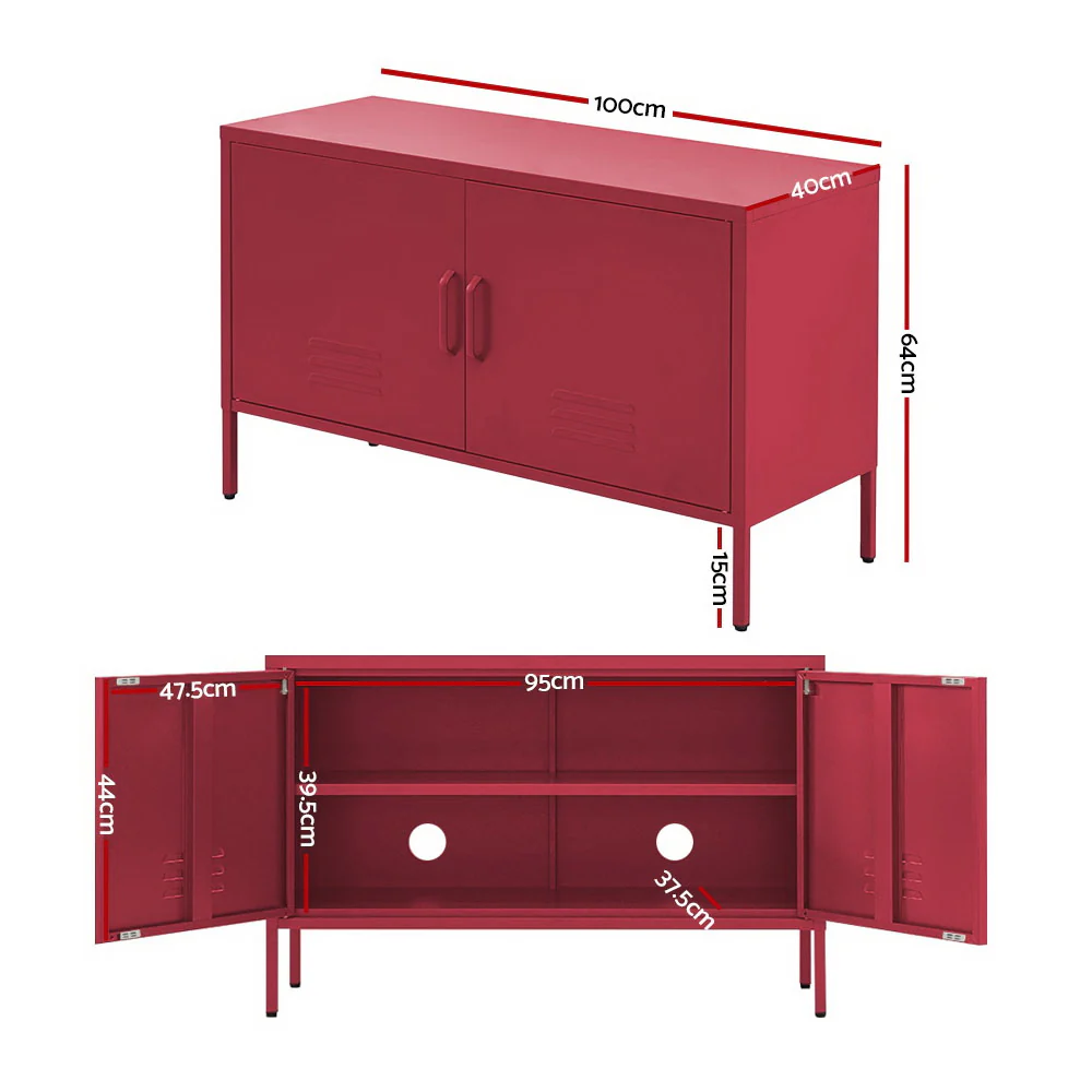 Artiss Buffet Sideboard Metal Cabinet - BASE Pink - Image 3