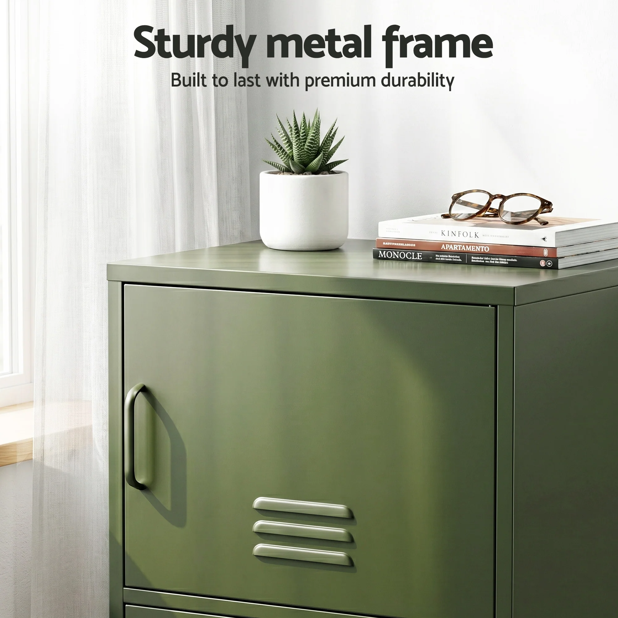 Artiss Buffet Sideboard Metal Cabinet - DOUBLE Green - Image 6