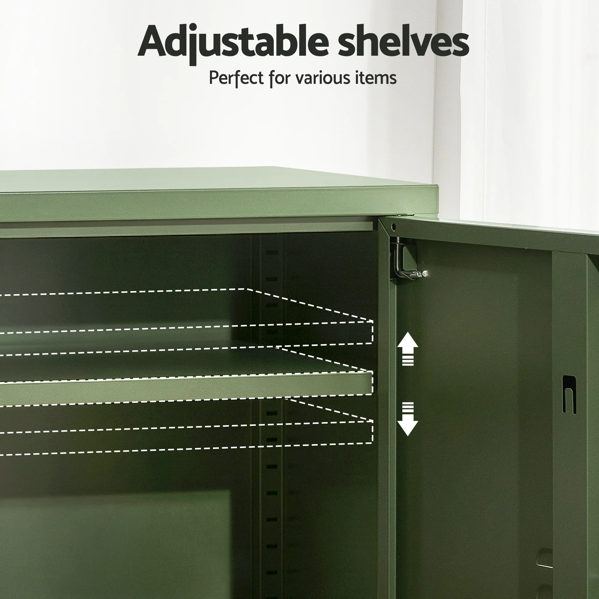 Artiss Buffet Sideboard Metal Cabinet - DOUBLE Green - Image 7