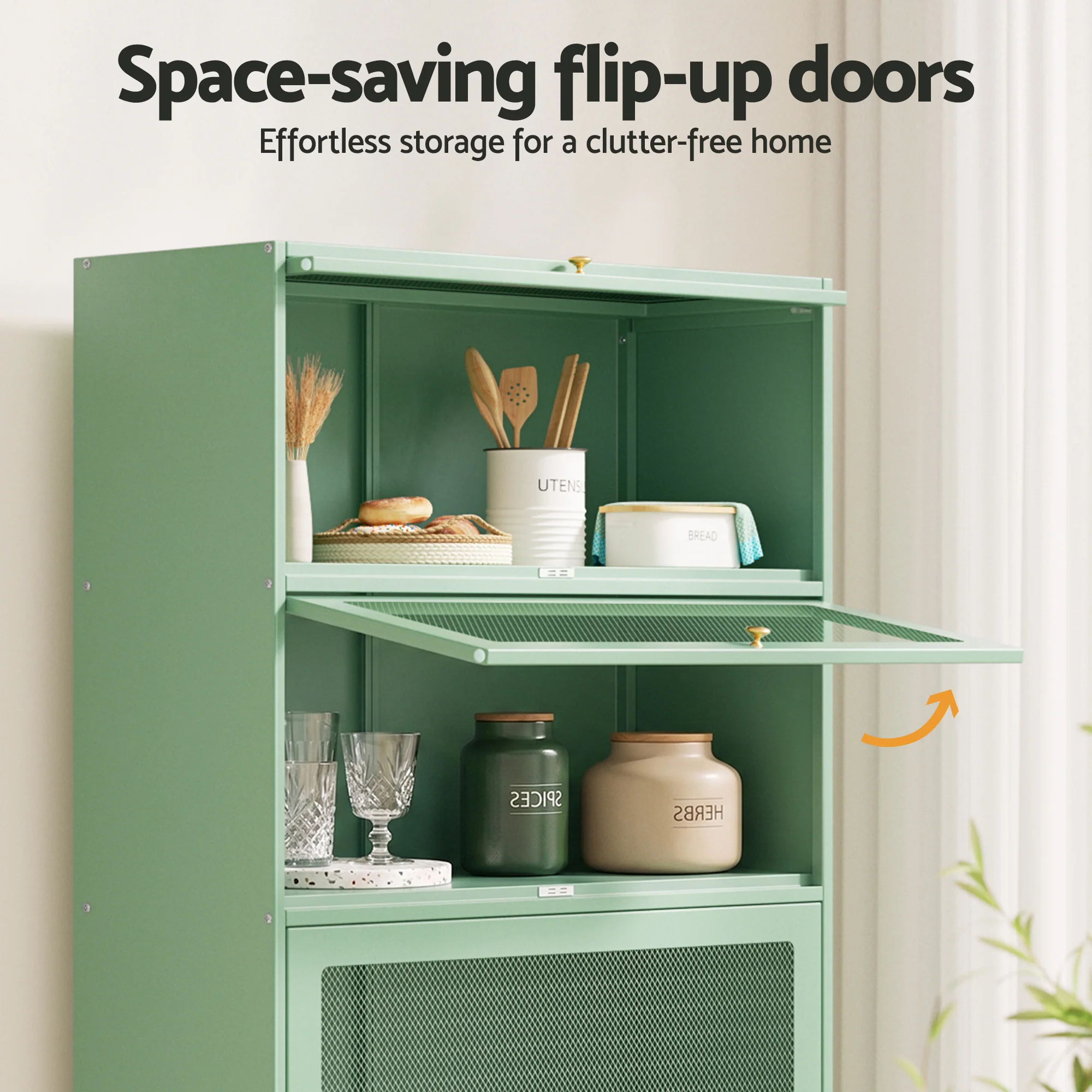 Artiss Buffet Sideboard Metal Cabinet - ELIA Green - Image 6
