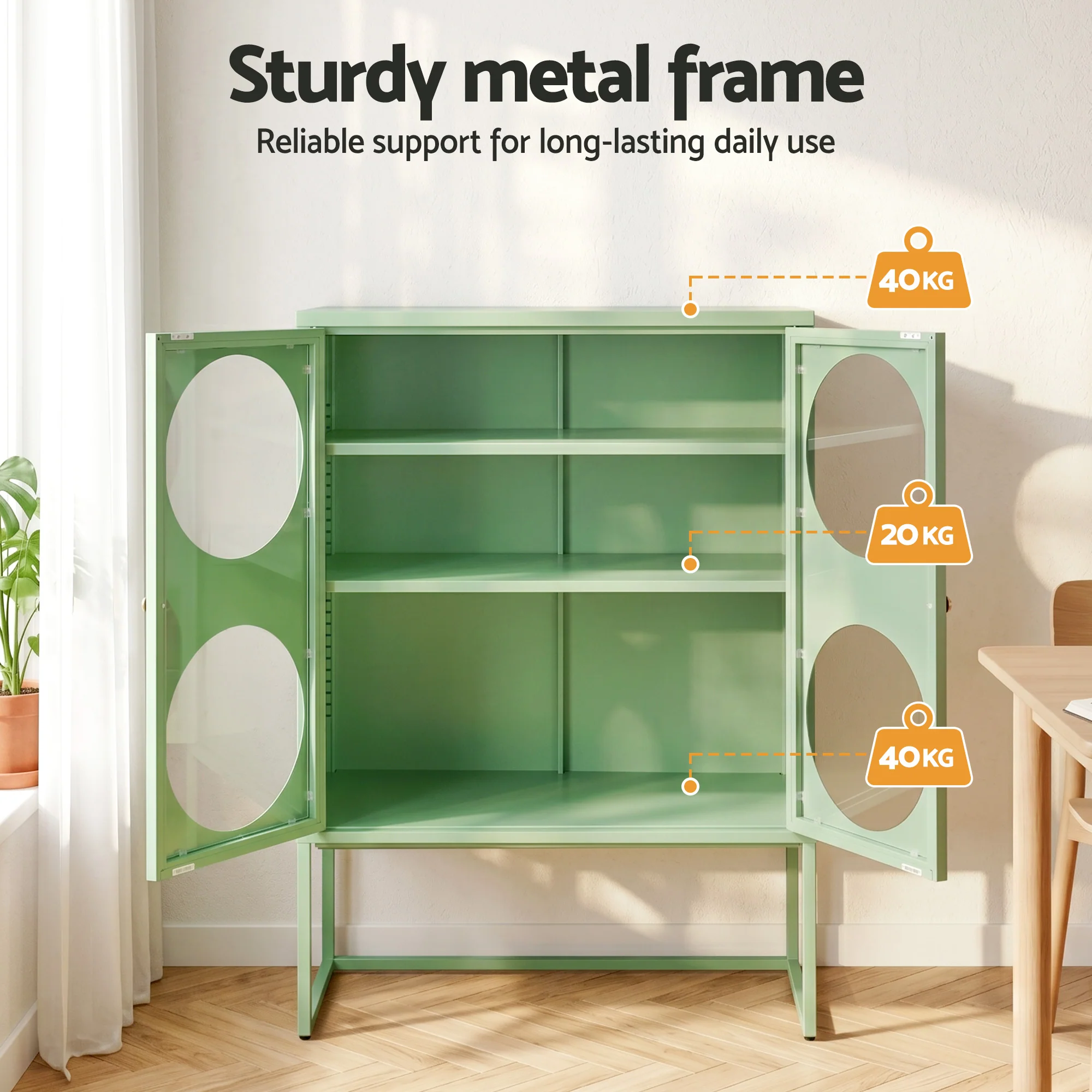 Artiss Buffet Sideboard Metal Cabinet - ELLA Green - Image 6