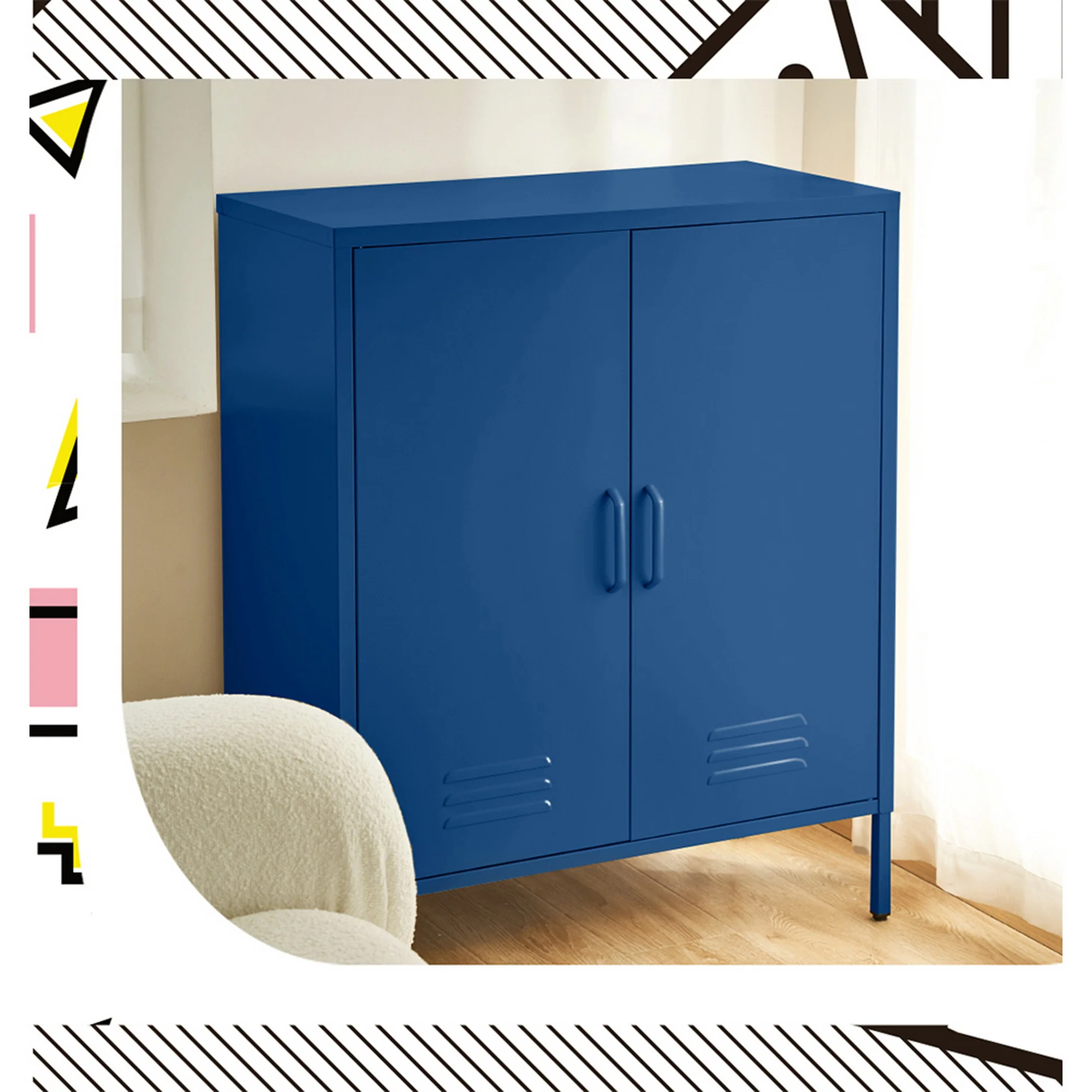 Artiss Buffet Sideboard Metal Cabinet - SWEETHEART Blue - Image 7