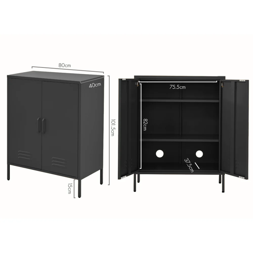 Artiss Buffet Sideboard Metal Cabinet - SWEETHEART Charcoal - Image 3