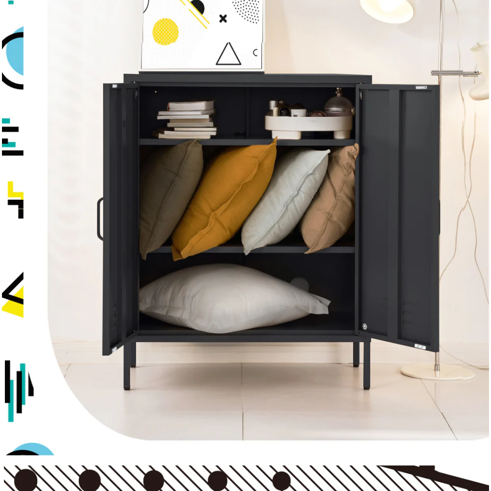 Artiss Buffet Sideboard Metal Cabinet - SWEETHEART Charcoal - Image 7