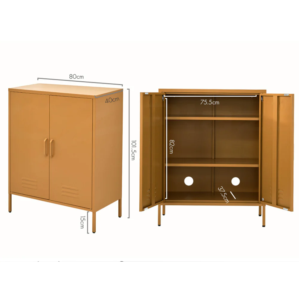 Artiss Buffet Sideboard Metal Cabinet - SWEETHEART Yellow - Image 3