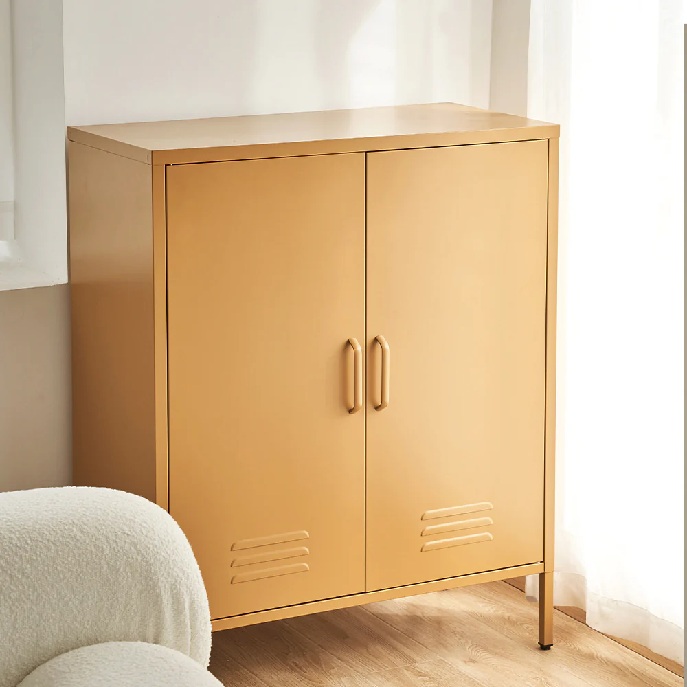 Artiss Buffet Sideboard Metal Cabinet - SWEETHEART Yellow - Image 6