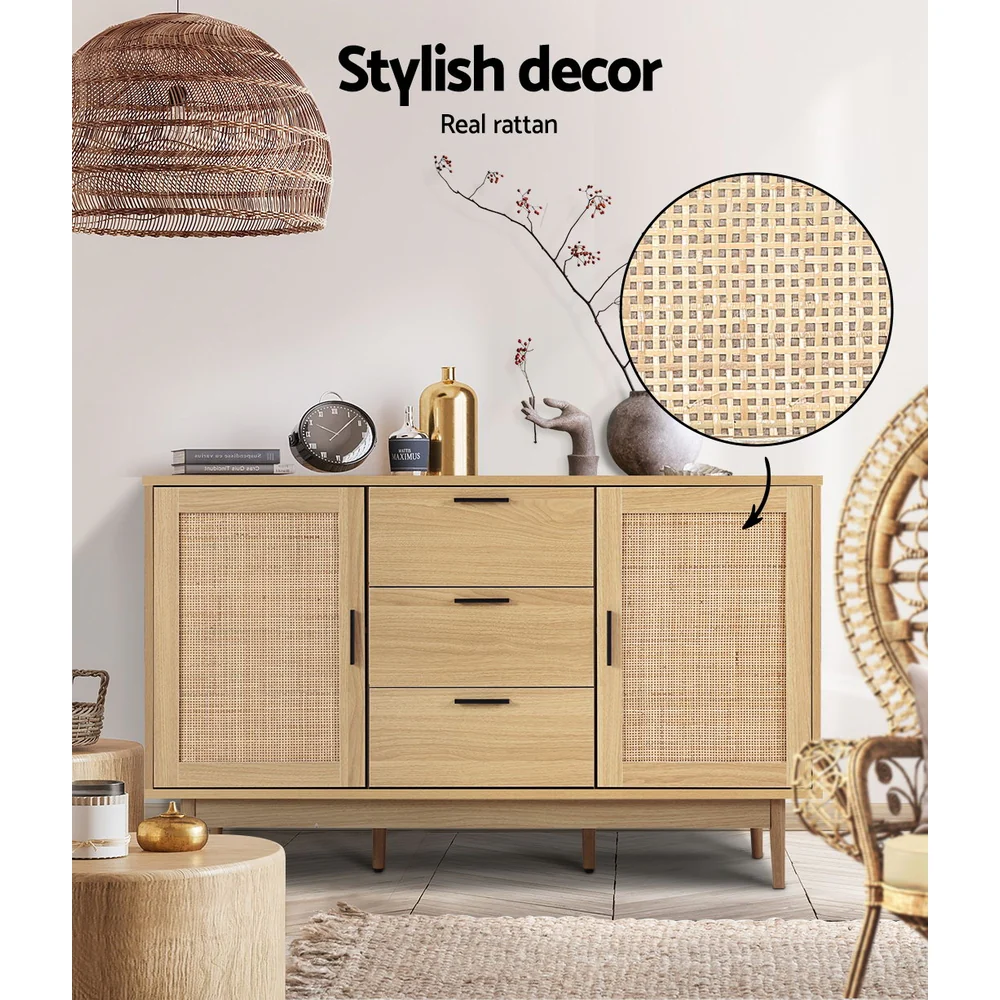 Artiss Rattan Buffet Sideboard - BRIONY Oak - Image 6