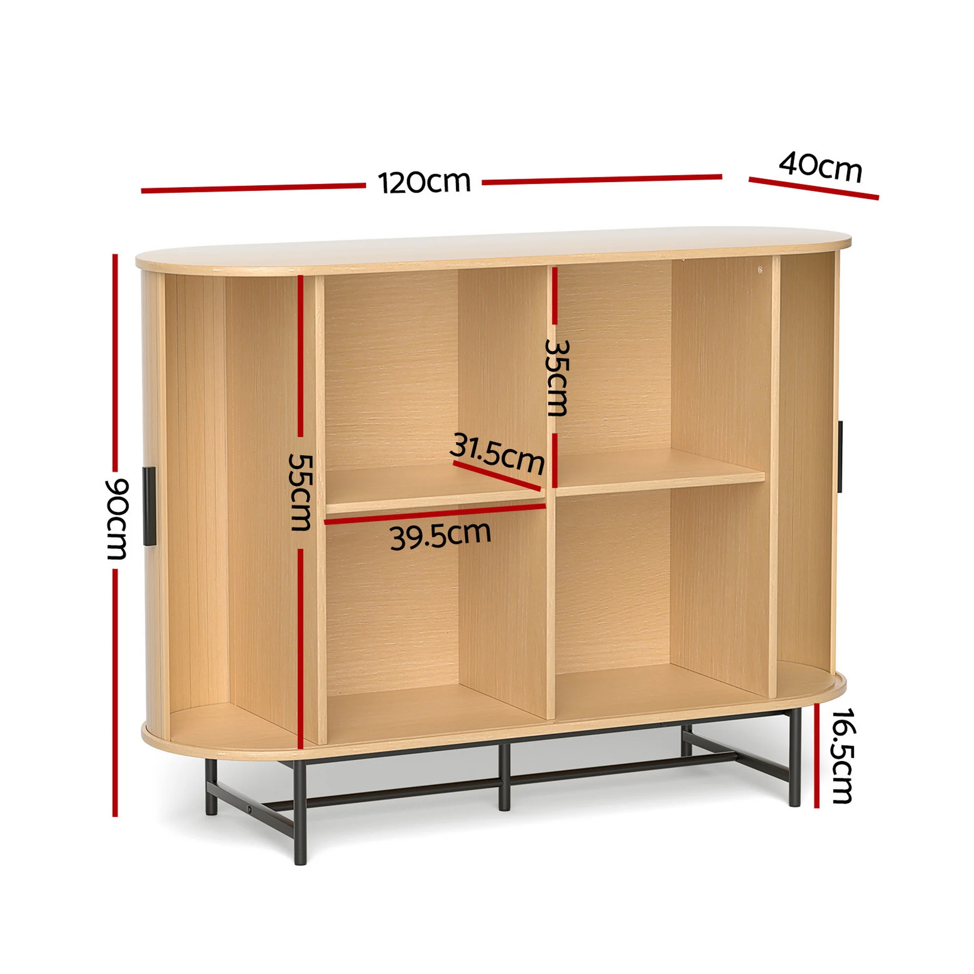 Artiss Buffet Sideboard Sliding Doors - PIIA Oak - Image 3
