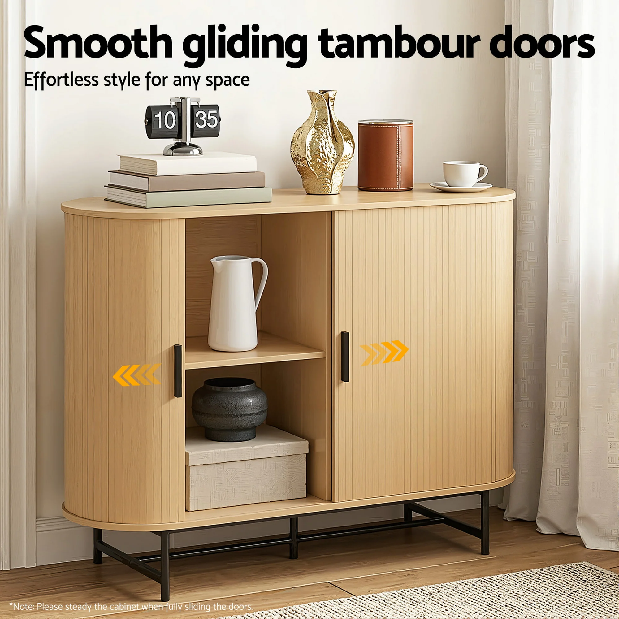 Artiss Buffet Sideboard Sliding Doors - PIIA Oak - Image 5