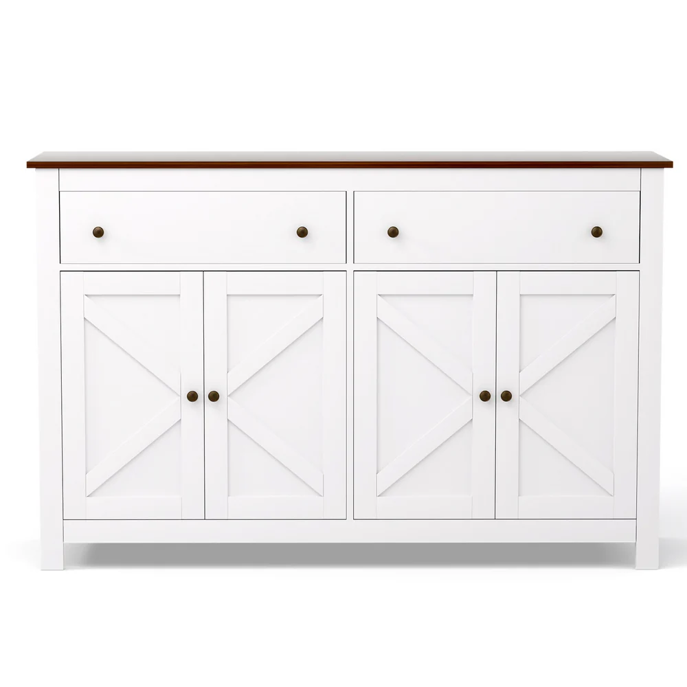 Artiss Buffet Sideboard Storage Cabinet Kitchen Cupboard 2 Drawers 140CM White - Image 4