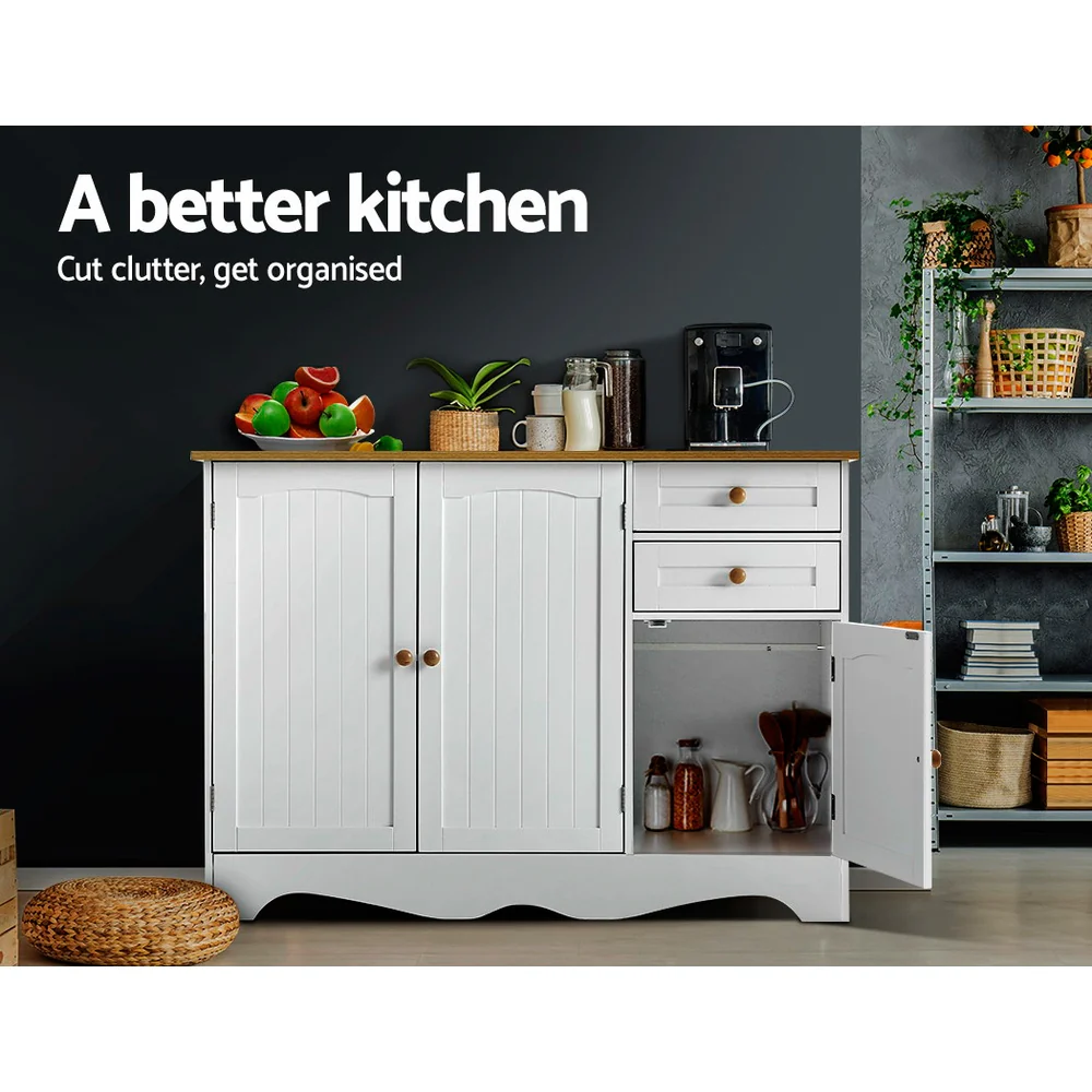 Artiss Buffet Sideboard 3 Doors - BERNE White - Image 4