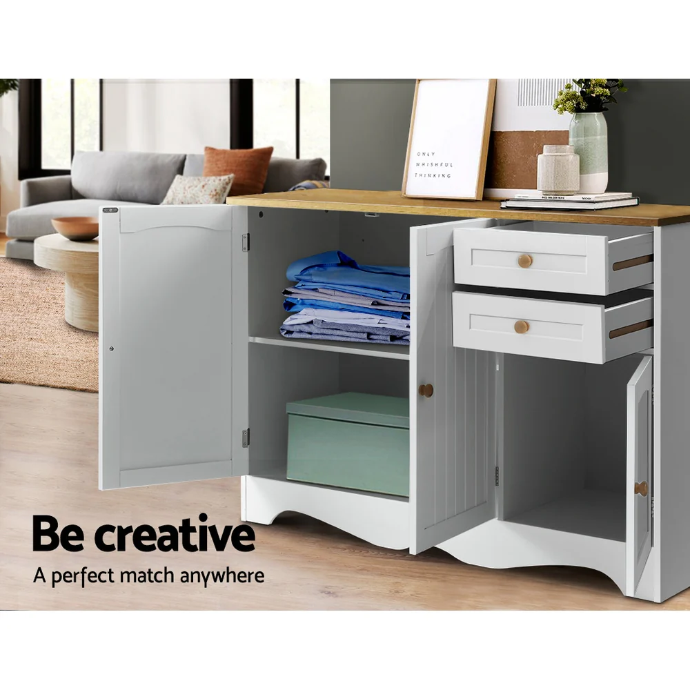 Artiss Buffet Sideboard 3 Doors - BERNE White - Image 5