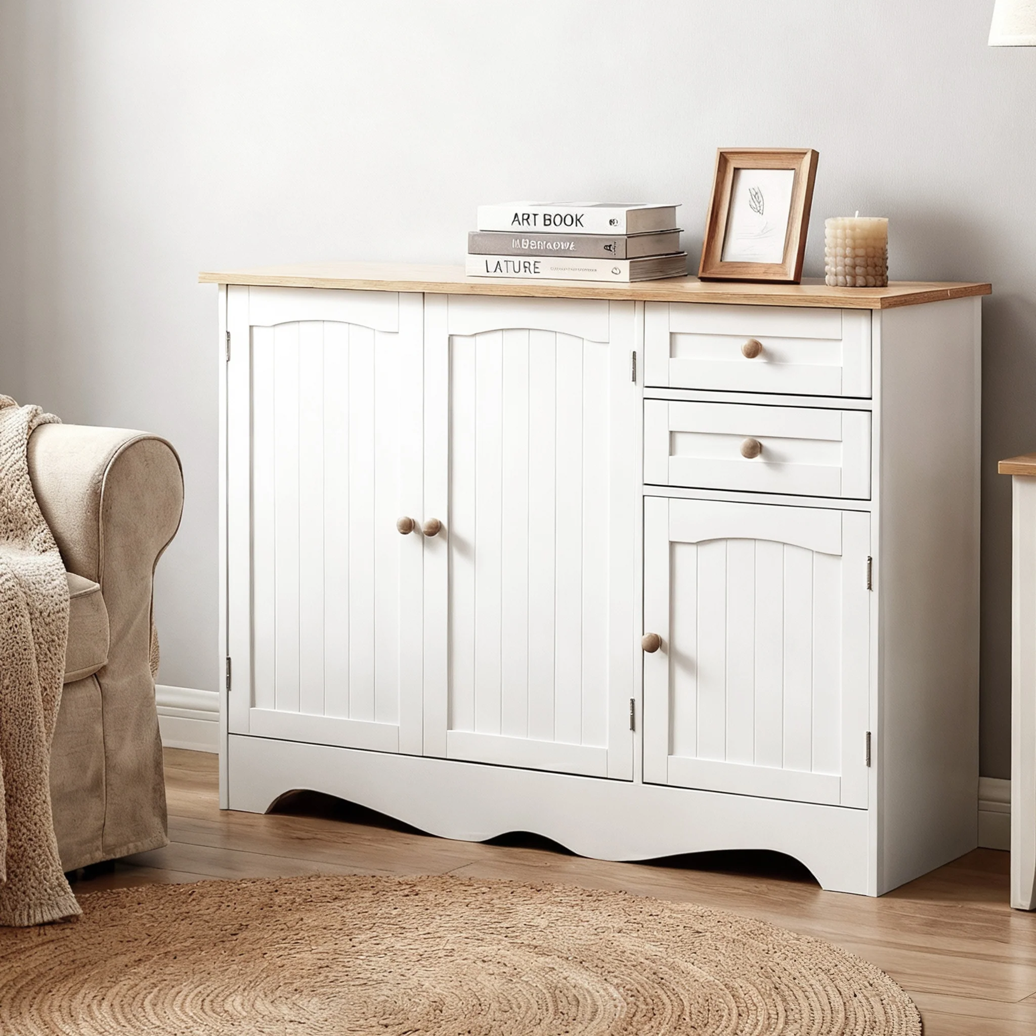 Artiss Buffet Sideboard 3 Doors - BERNE White - Image 7
