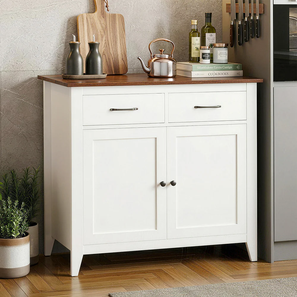 Artiss Buffet Sideboard Storage Cabinet Kitchen Cupboard Hallway 2 Drawers White