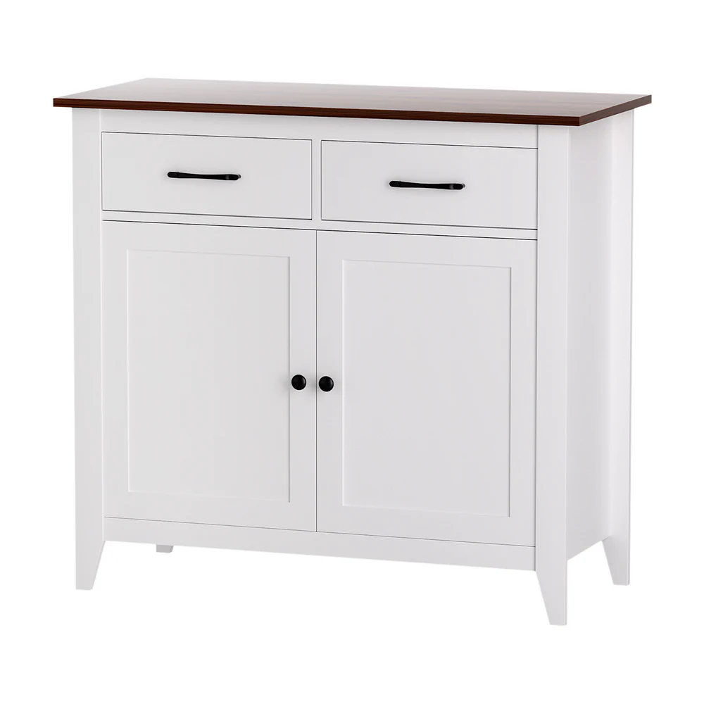 Artiss Buffet Sideboard Storage Cabinet Kitchen Cupboard Hallway 2 Drawers White - Image 2