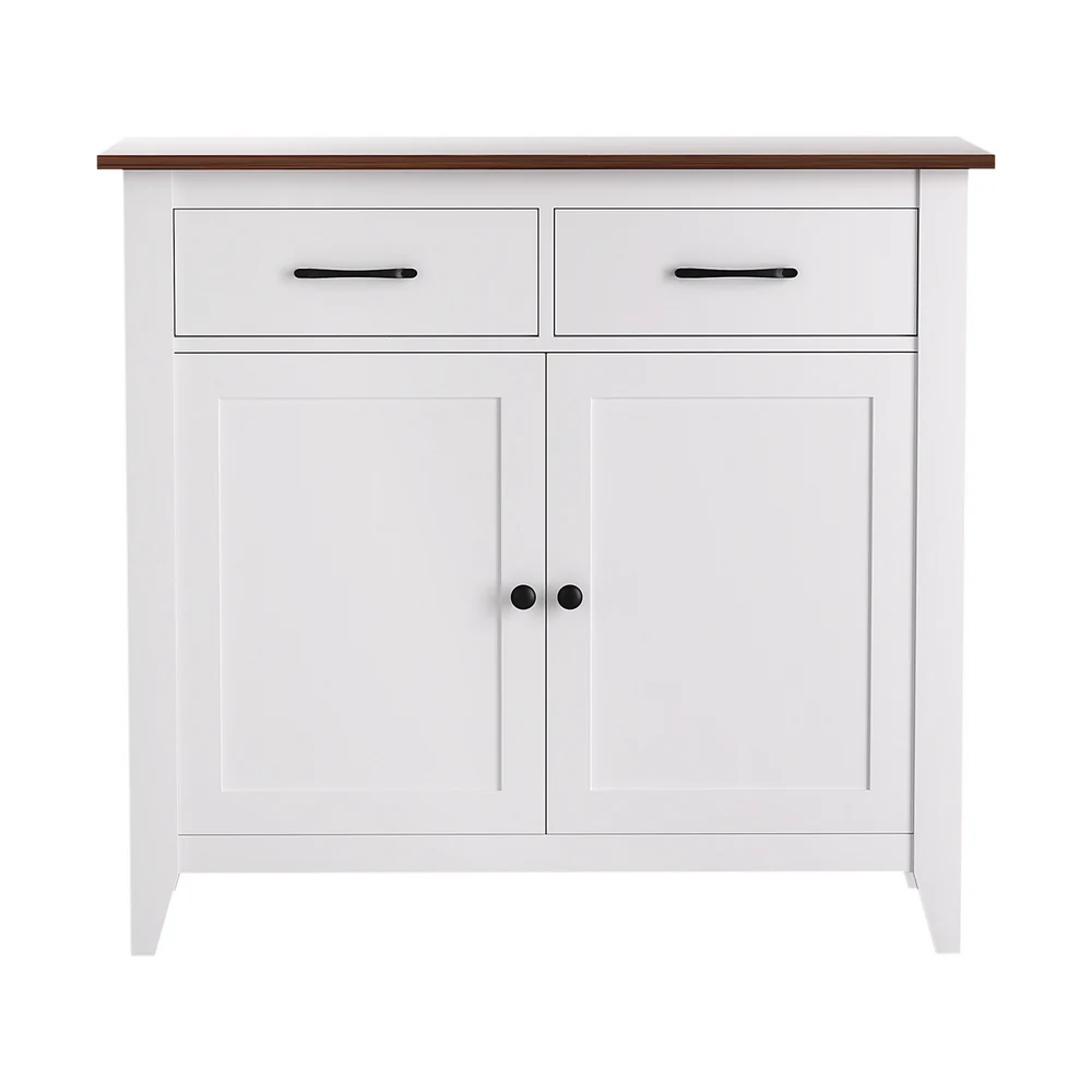 Artiss Buffet Sideboard Storage Cabinet Kitchen Cupboard Hallway 2 Drawers White - Image 4