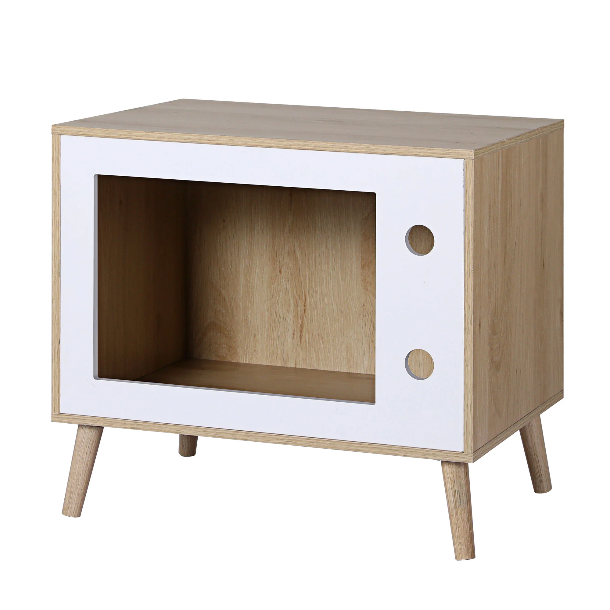 Artiss Cat Nest Bedside Table Solid Wood 60cm - Image 2