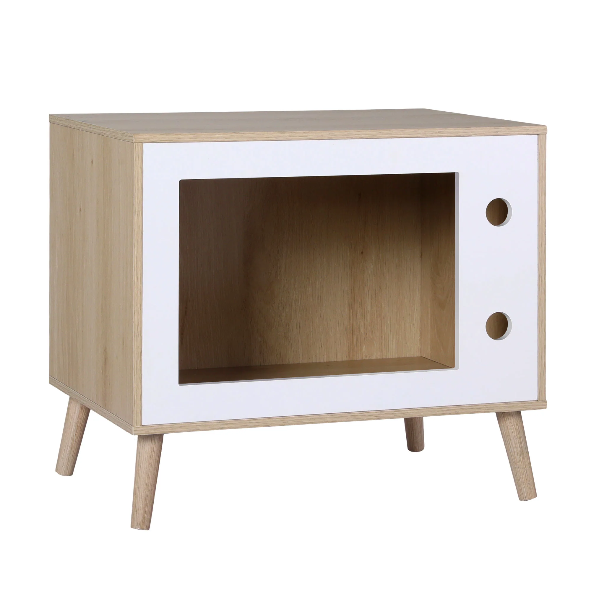 Artiss Cat Nest Bedside Table Solid Wood 60cm - Image 4