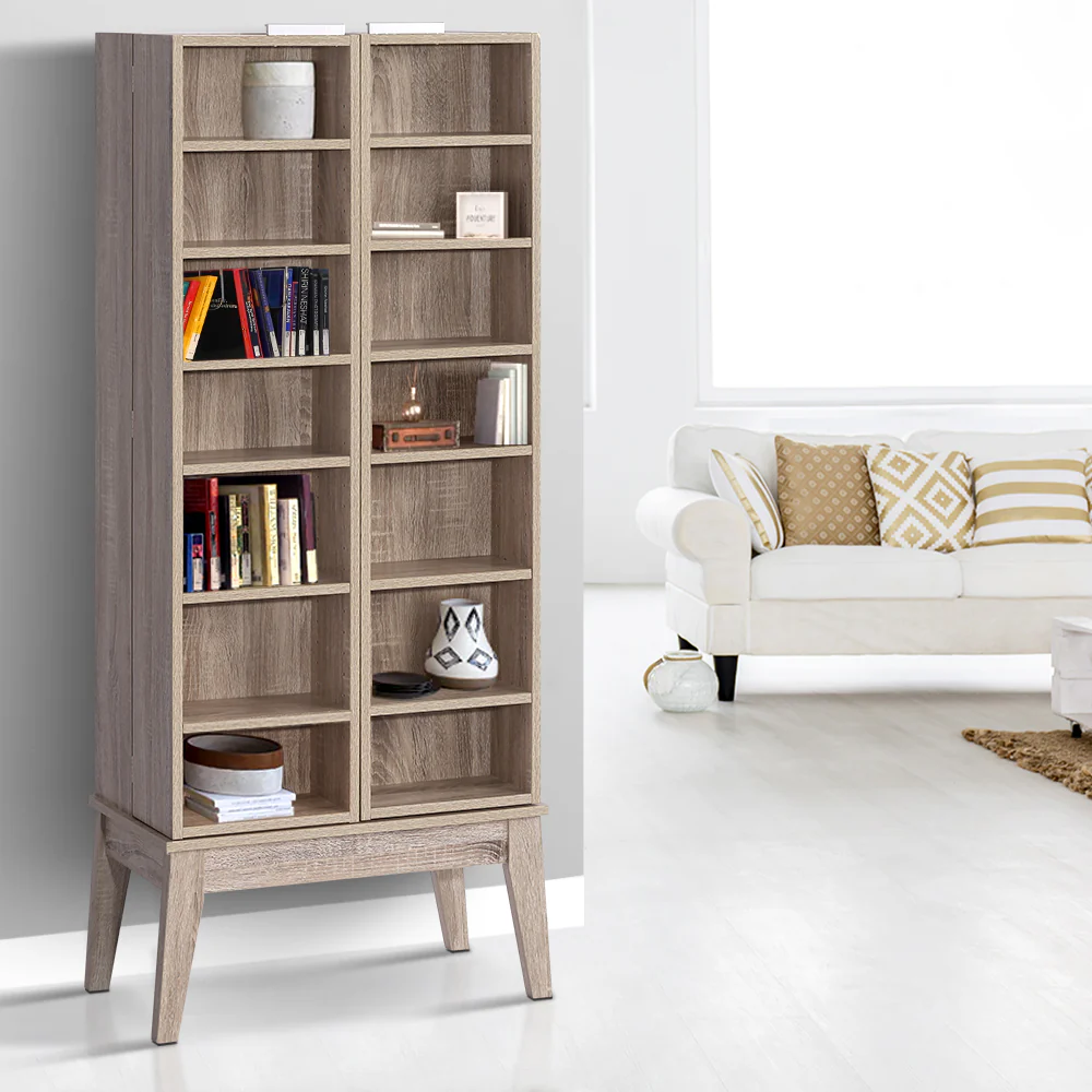 Artiss Bookshelf CD Storage Rack - BERG Oak - Image 3