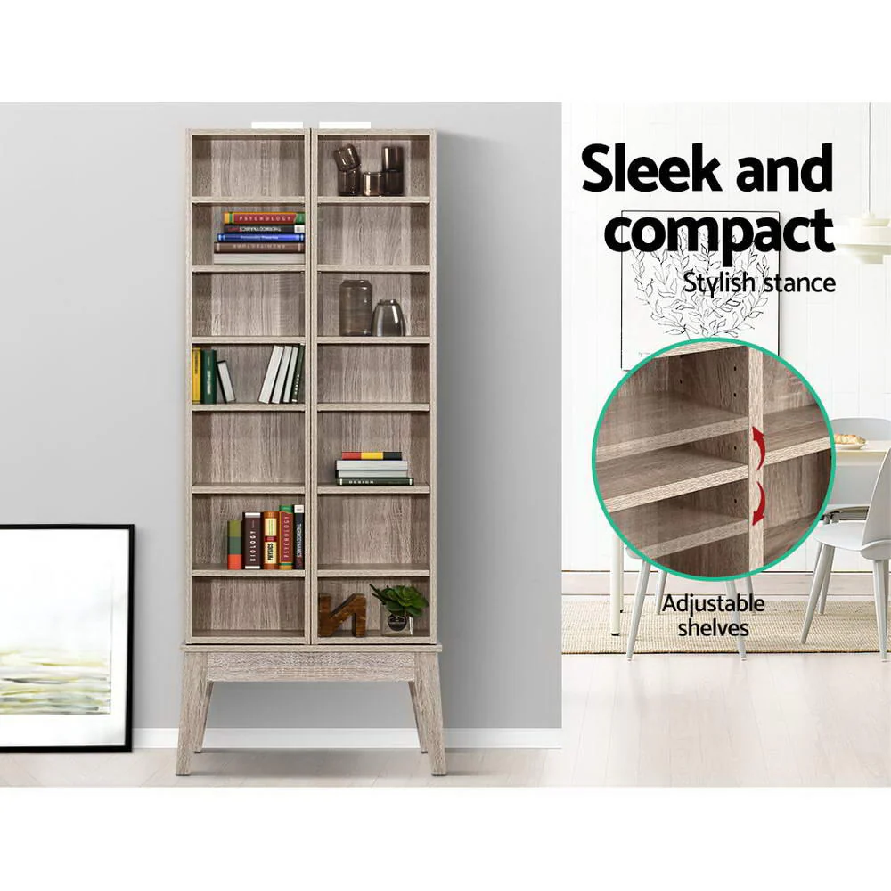 Artiss Bookshelf CD Storage Rack - BERG Oak - Image 5